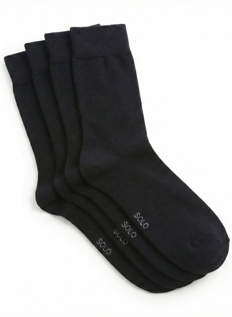 Solo Pack of 4 Medical Diabetic Cotton Socks -Black - Image 1